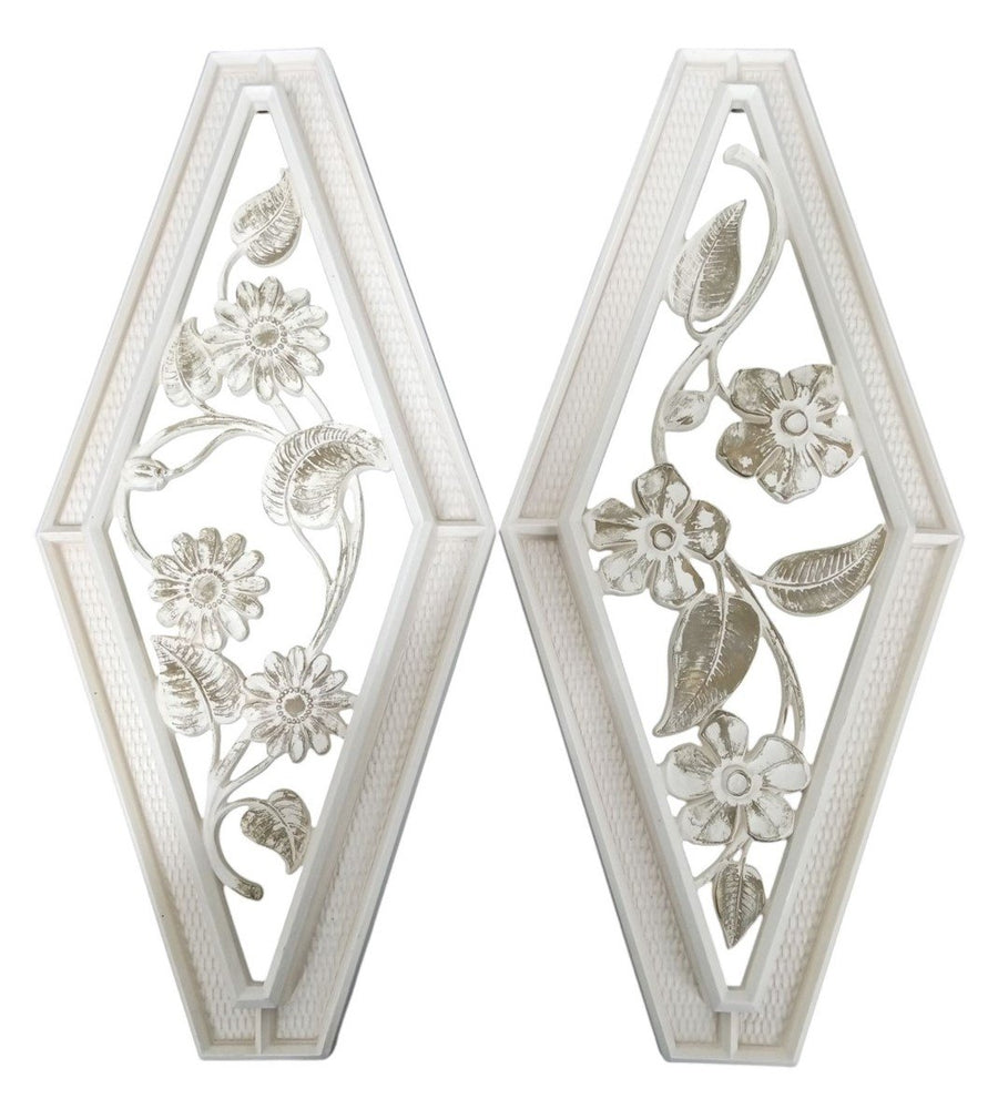 Syroco White Plastic Floral Wall Plaques Set Of 2 Vintage Collectible Nostalgic