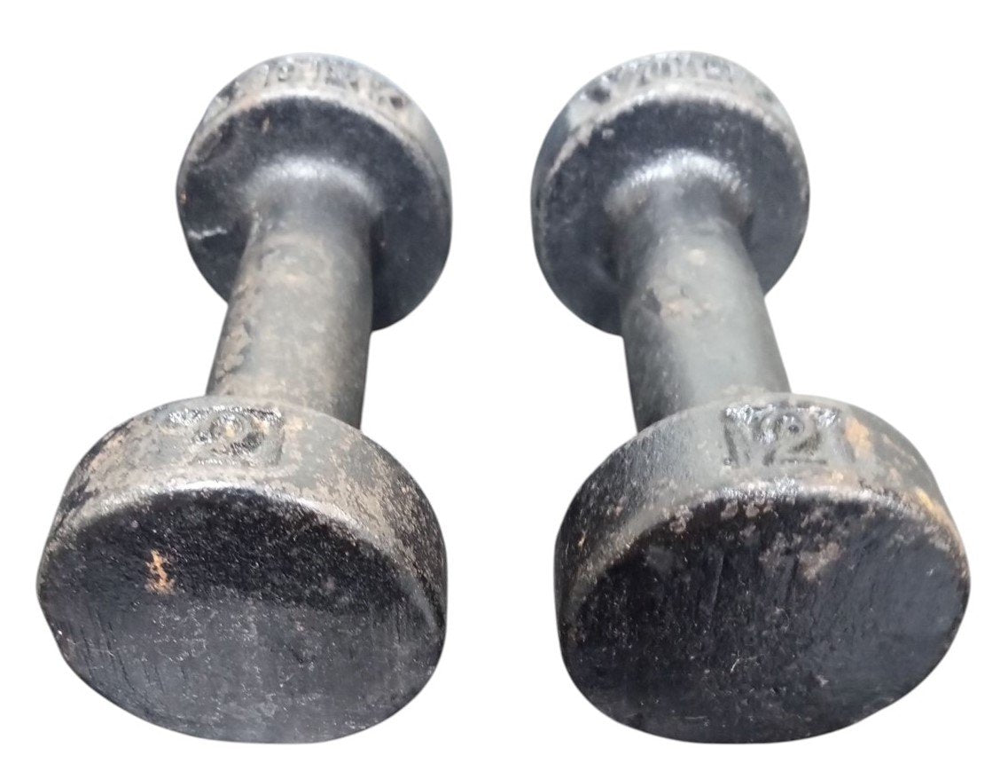 York 2 Lb Roundhead Dumbbells/Weights Vintage Collectible Fitness 1960s