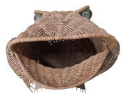 Wicker Frog With Marble Eyes Outdoor Home Garden Decor Decorative Unique MCM