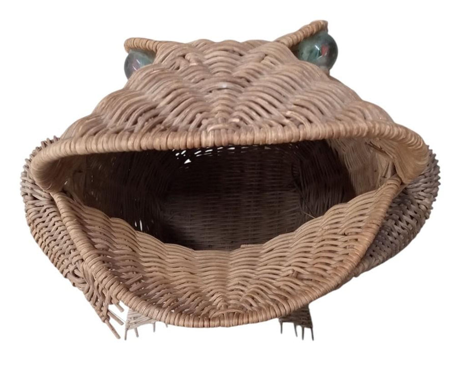 Wicker Frog With Marble Eyes Outdoor Home Garden Decor Decorative Unique MCM