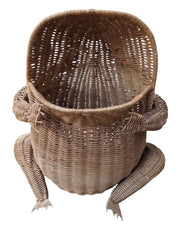 Wicker Frog With Marble Eyes Outdoor Home Garden Decor Decorative Unique MCM