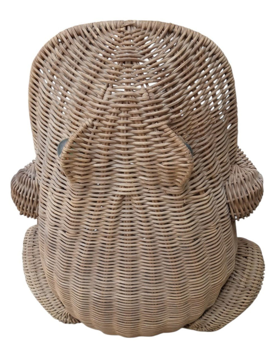 Wicker Frog With Marble Eyes Outdoor Home Garden Decor Decorative Unique MCM