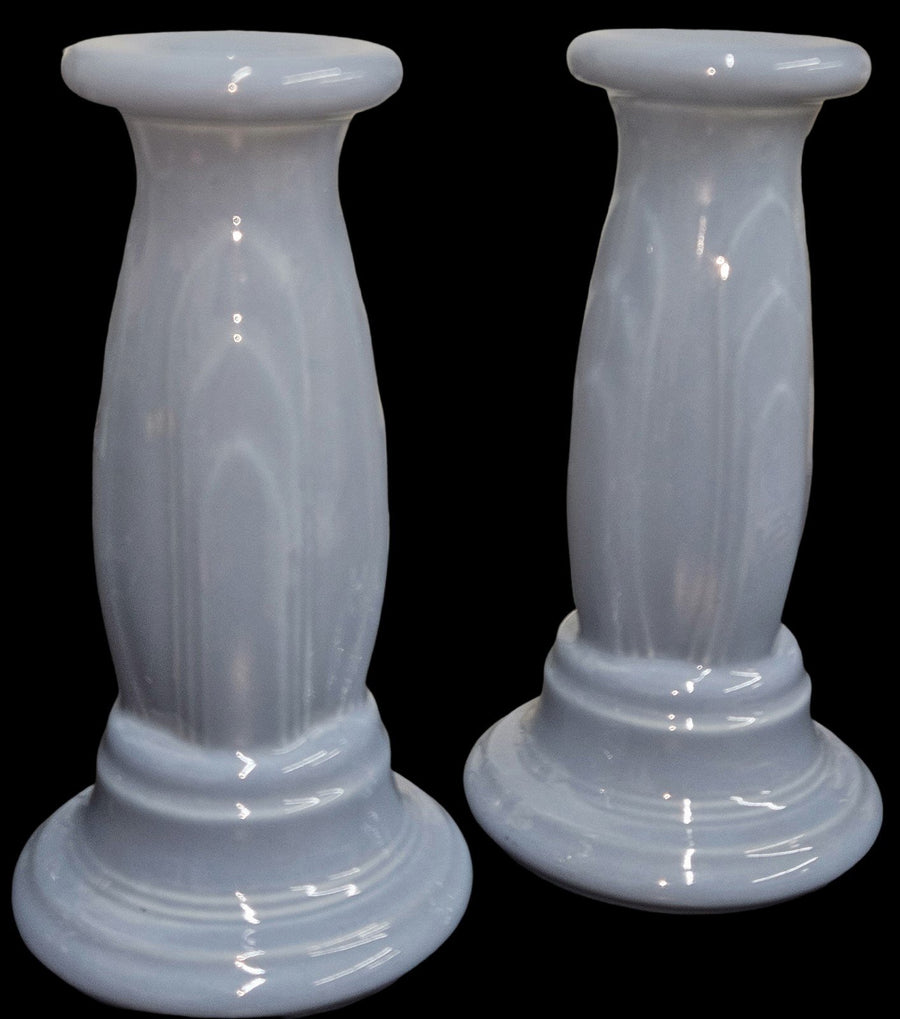 Fiesta - Periwinkle Tapered Candlesticks Homer Laughlin Set of 2 Ceramic Y2K HLC
