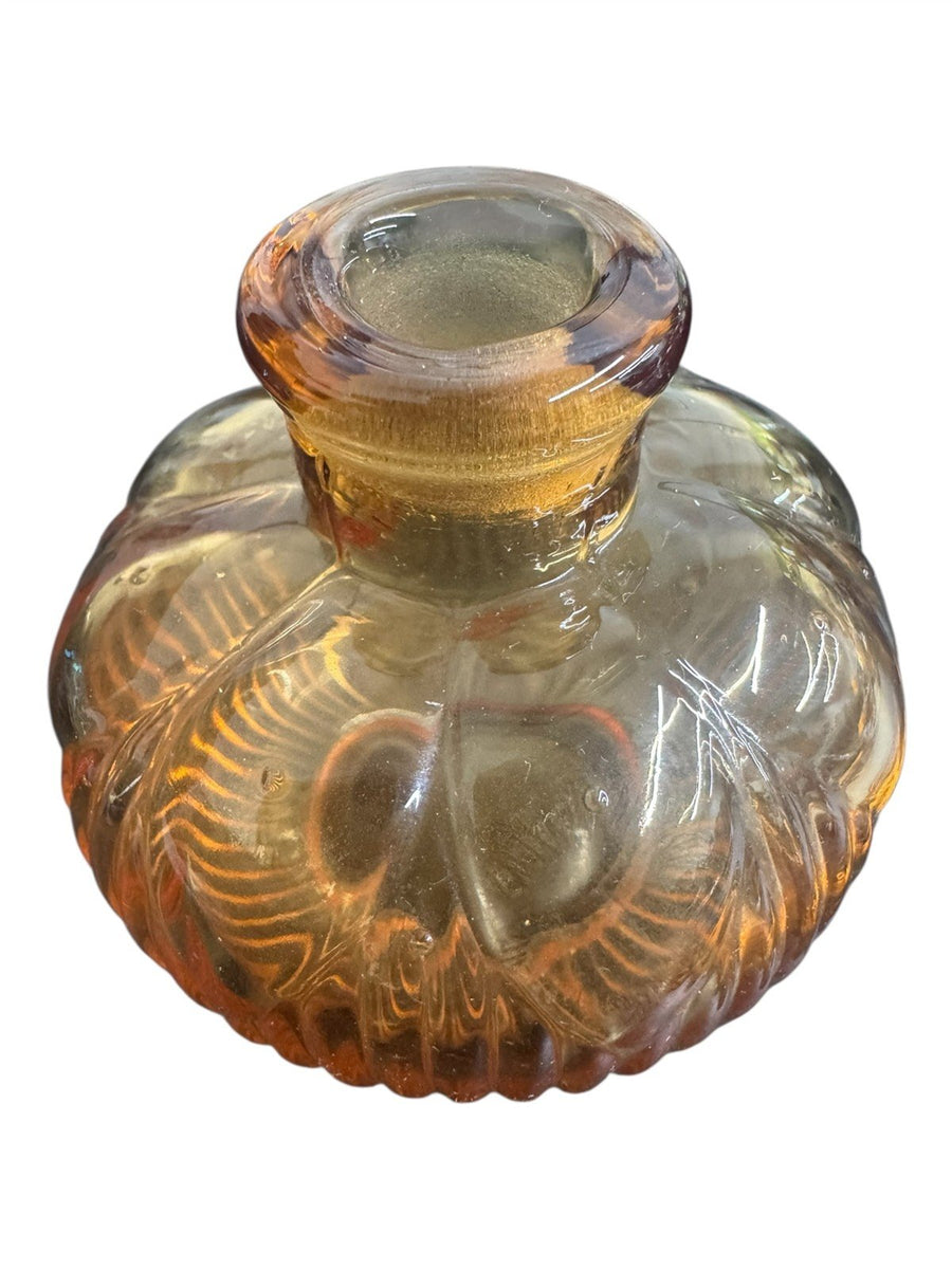 Perfume Bottle with Stopper Empoli Italy Amber Glass with Jewelry Dish Set of 3