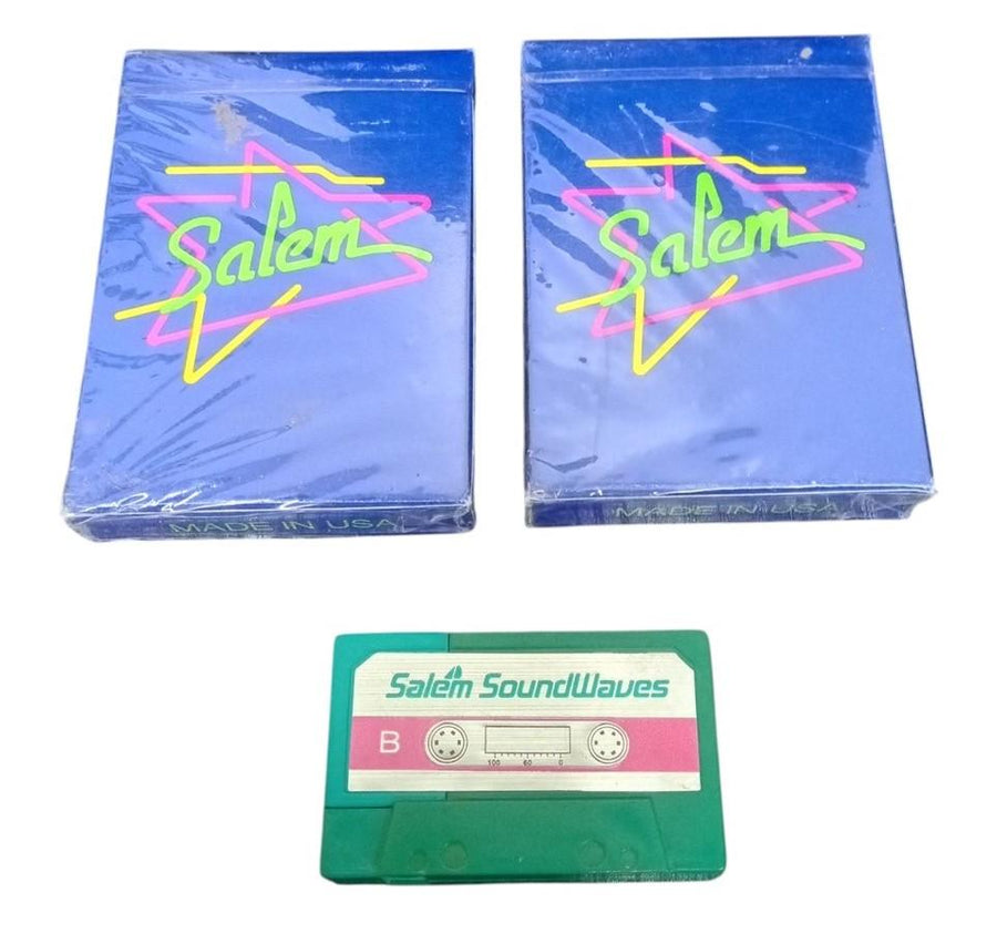 Salem Cigarettes Card Decks & Soundwaves Cassette Lighter Set Tobacciana 1980s