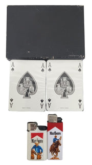 Marlboro Wild West Playing Cards & Cowboy Lighters Collectible Tobacciana