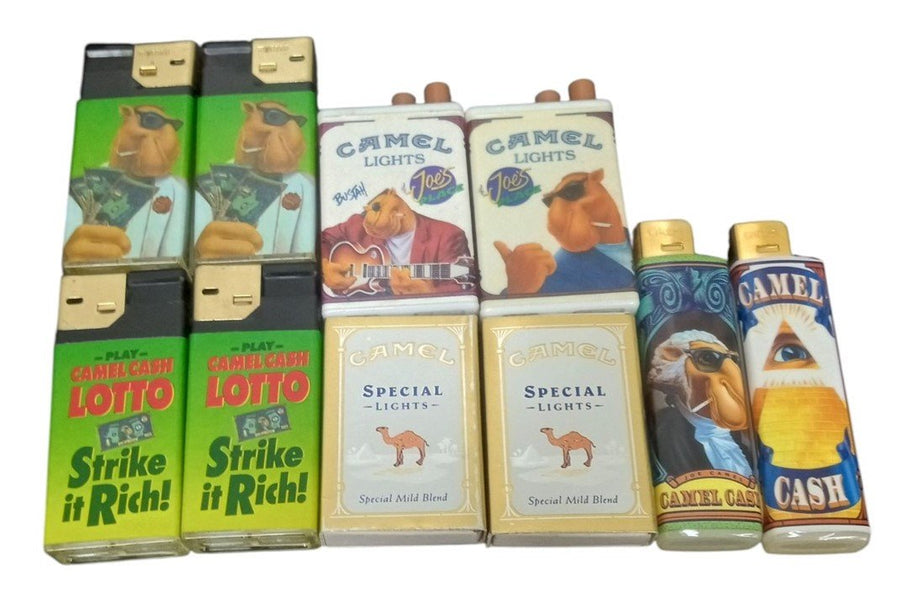 Camel Cigarette Lighter & Matches Set Of 10 Retro Tobacciana Joe Camel 1990s