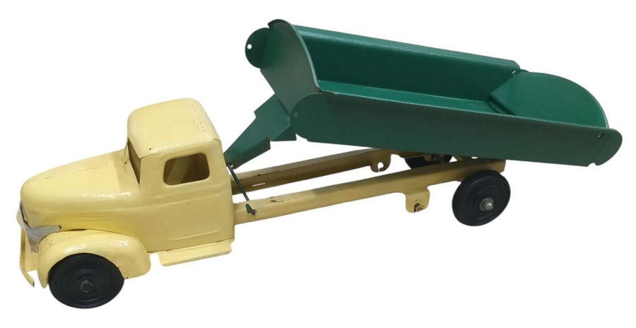 Turner Pressed Steel Dump Truck Toy Antique Vintage Collectible Yellow & Green