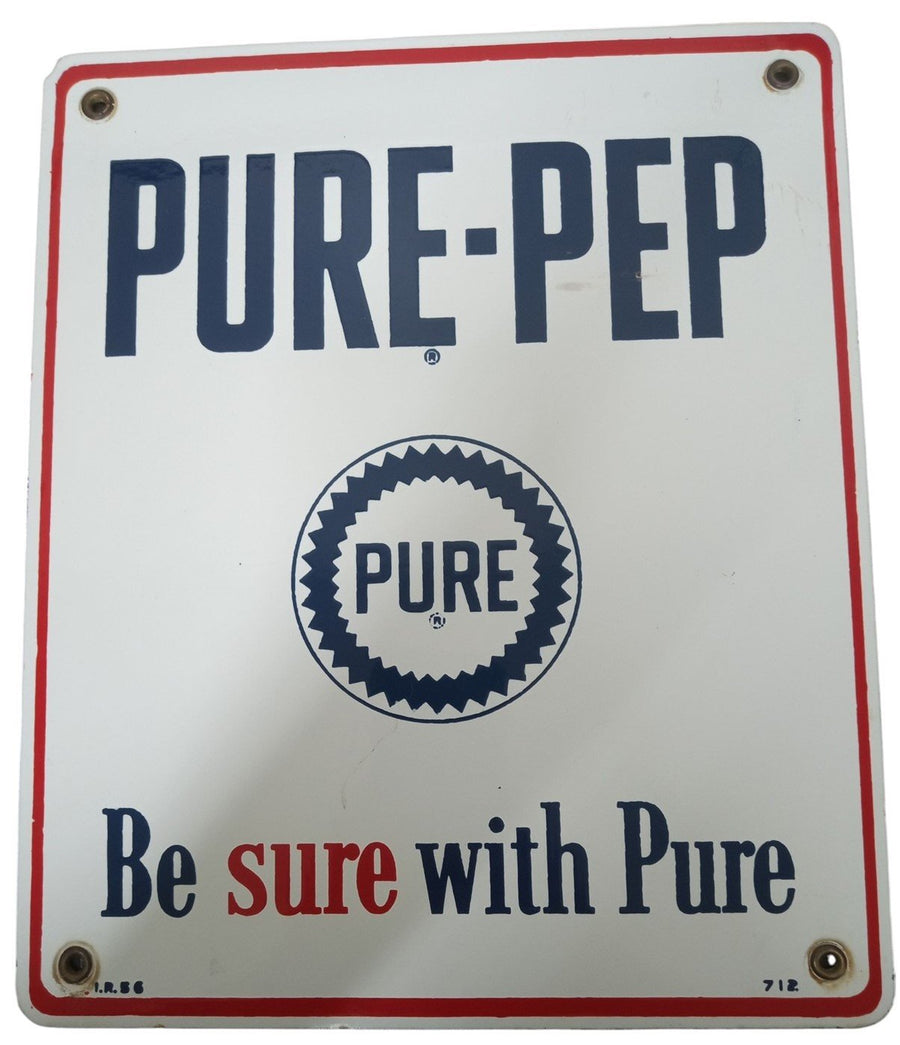 Pure-Pep Oil Enamel Porcelain Sign 10x12 Vintage Advertising Petroliana Mancave