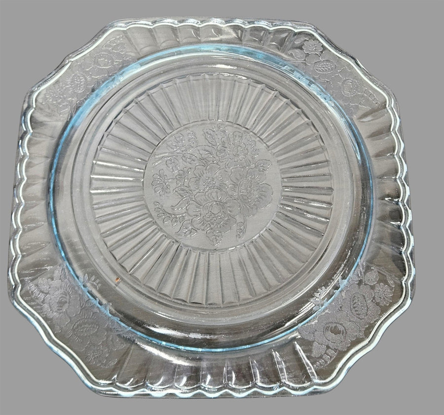 Anchor Hocking Mayfair "Open Rose" Blue Depression Glass Plate