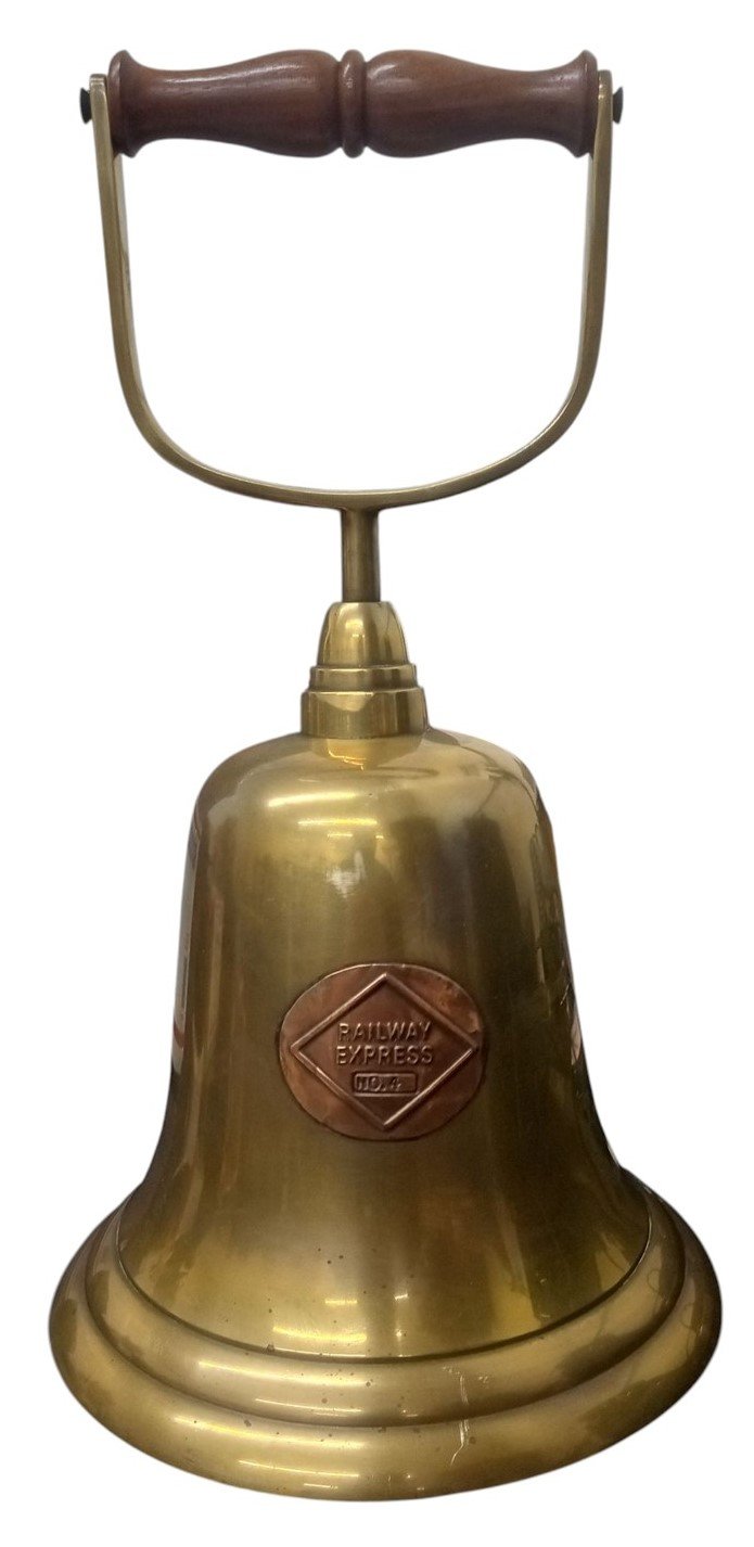 Brass Bell With Handle Railway Express No.4 Vintage Collectible Railroadiana