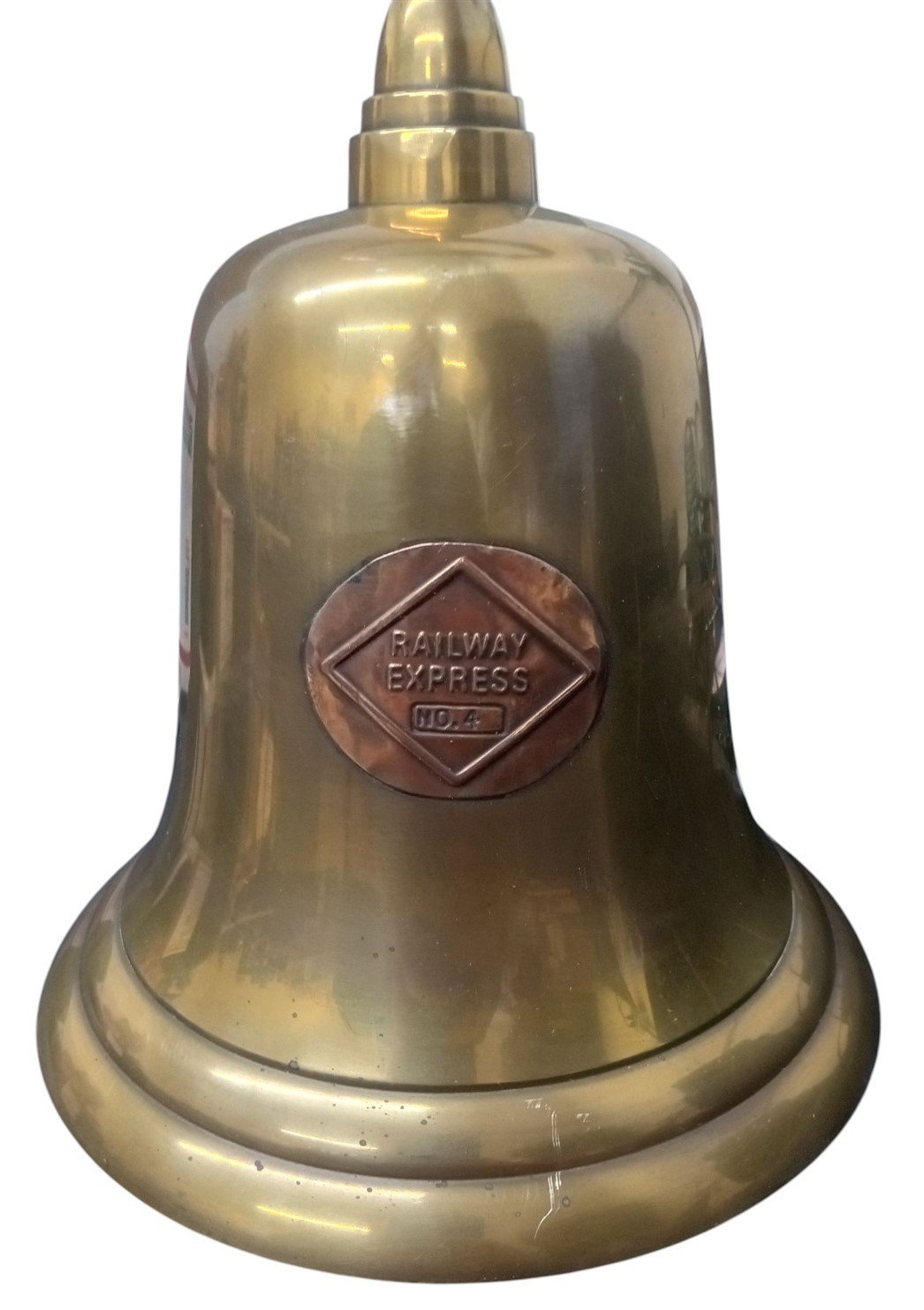 Brass Bell With Handle Railway Express No.4 Vintage Collectible Railroadiana
