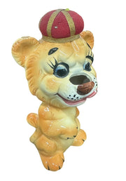 Pin Cushion Crowned Lion Sewing Caddy Vintage Japanese Ceramic Davar 1950s