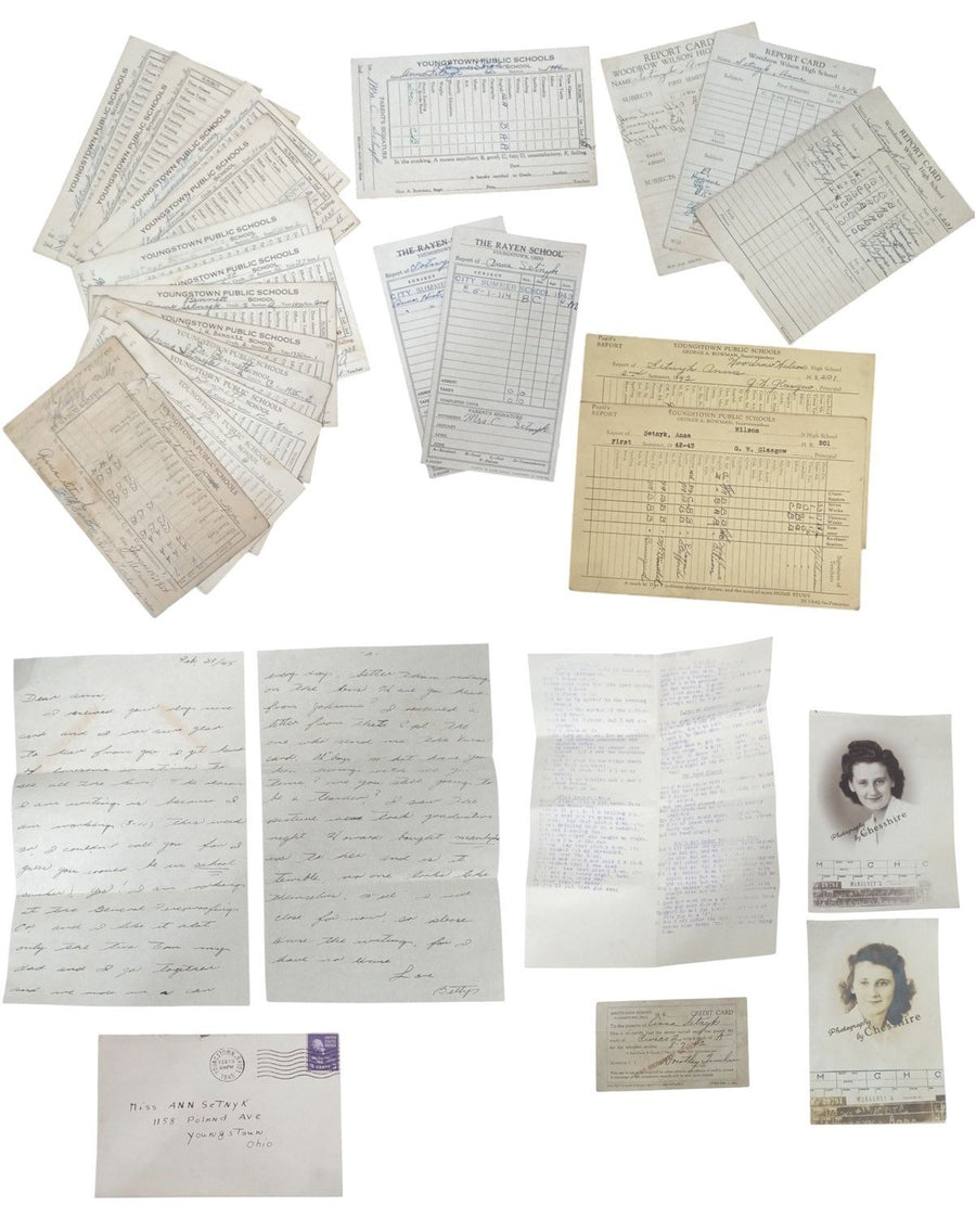 Ephemera Report Cards, Pictures & Papers 1930s-1940s Historical Youngstown Ohio