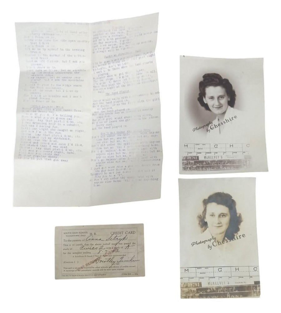 Ephemera Report Cards, Pictures & Papers 1930s-1940s Historical Youngstown Ohio