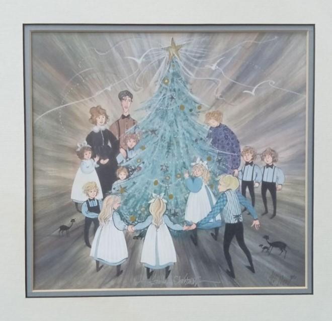 Art Print P. Buckley Moss 15x15 Family Christmas Collectible Decorative Amish