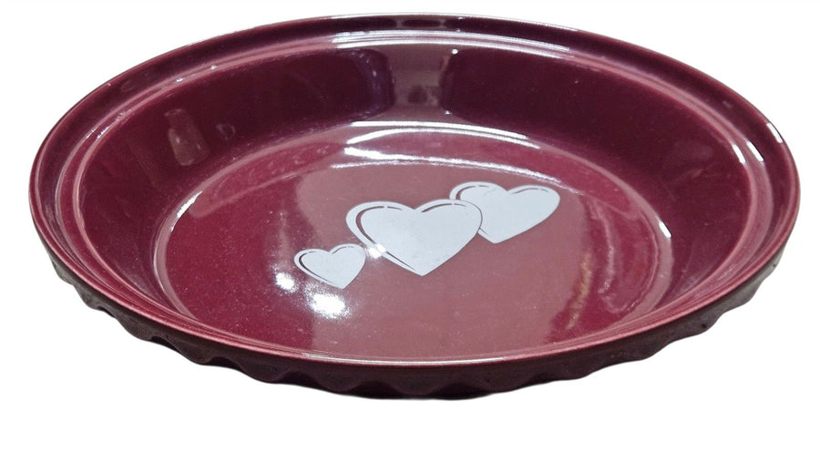 Fiesta - Cinnabar Red With Hearts Dish Pie Plate Pan Dish Homer Laughlin Bakeware