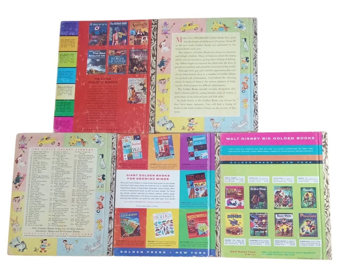 Little Golden Books 1st Editions "A" 1952-1963 Set Of 5 Vintage Collectible