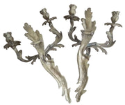 Gilt Brass Floral Wall Sconces Candleholders Antique Collectible Ornate Decor