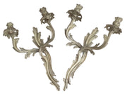 Gilt Brass Floral Wall Sconces Candleholders Antique Collectible Ornate Decor