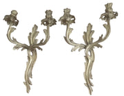Gilt Brass Floral Wall Sconces Candleholders Antique Collectible Ornate Decor