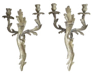 Gilt Brass Floral Wall Sconces Candleholders Antique Collectible Ornate Decor