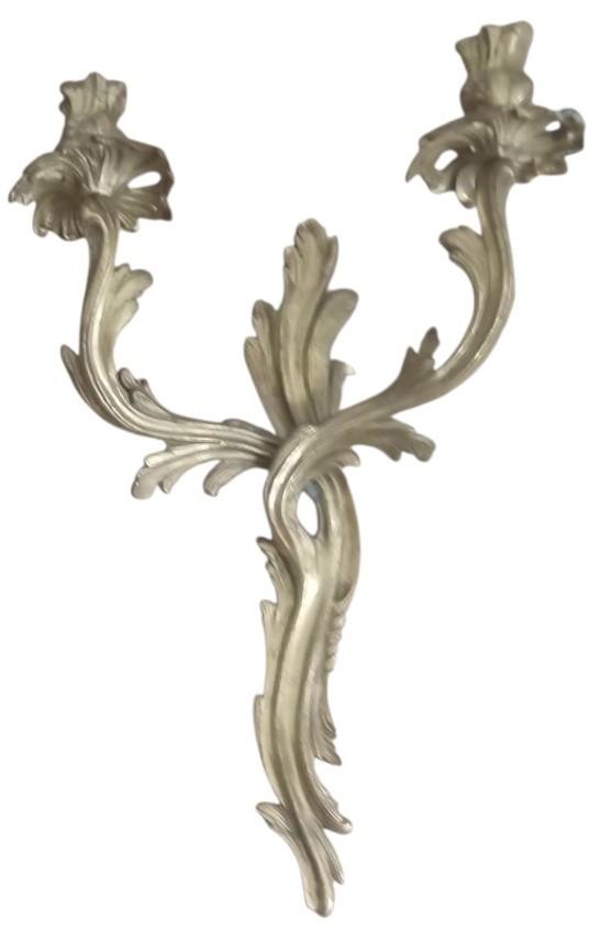Gilt Brass Floral Wall Sconces Candleholders Antique Collectible Ornate Decor