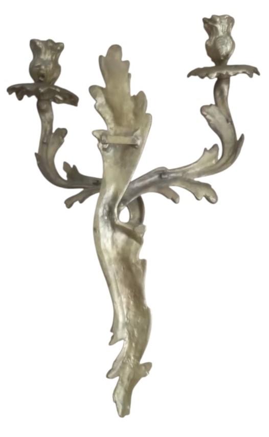 Gilt Brass Floral Wall Sconces Candleholders Antique Collectible Ornate Decor