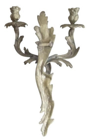 Gilt Brass Floral Wall Sconces Candleholders Antique Collectible Ornate Decor