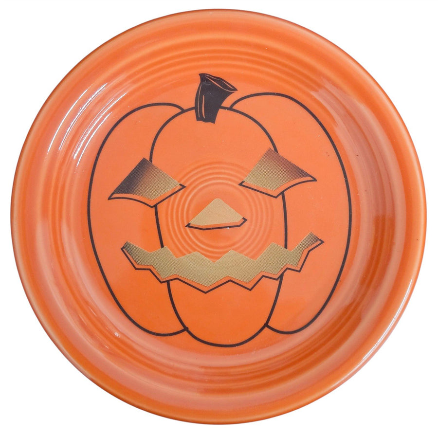 Fiesta - Poppy Orange With Jack 'O' Lantern Bistro Salad Plate Homer Laughlin HLC