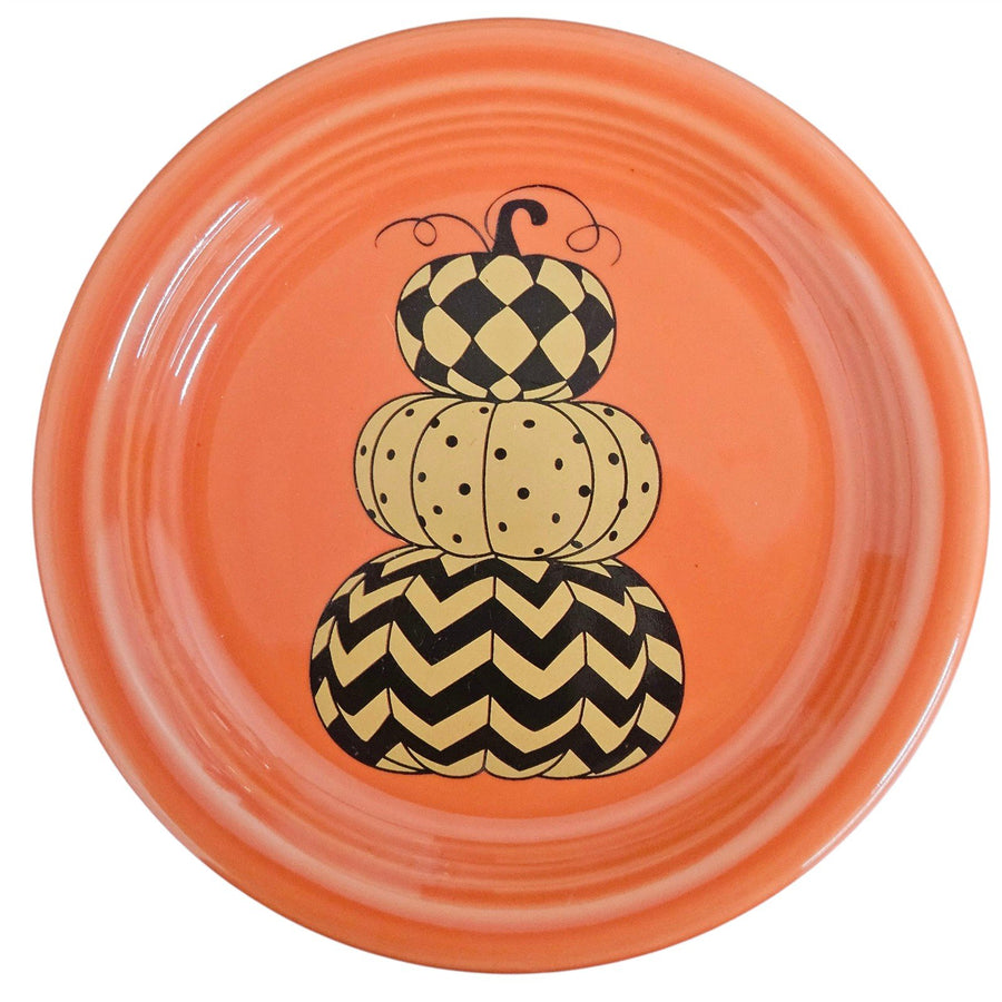 Fiesta - Poppy Orange With Pumpkins Bistro Salad Plate Homer Laughlin HLC