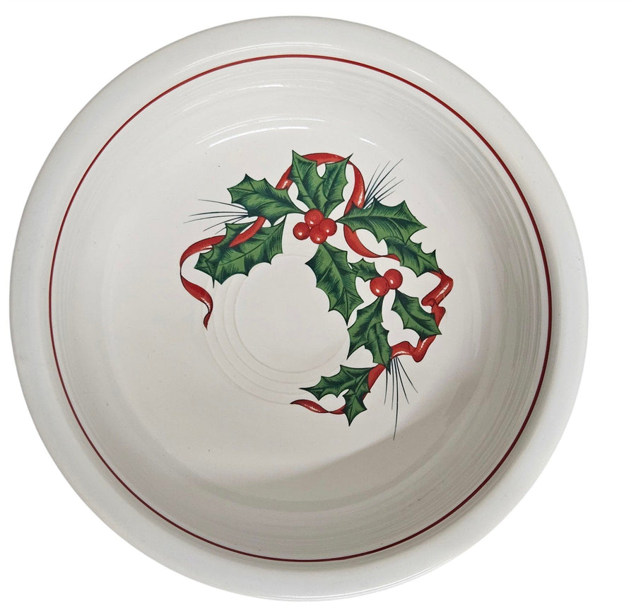 Fiesta - Ribbon And Holly Christmas Soup Bowl 19oz Ceramic Dish HLC