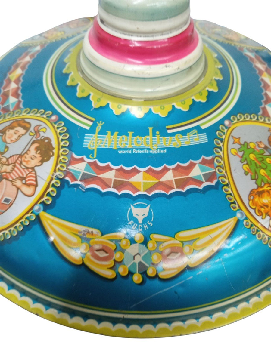 Fuchs Melodius Tin Spinning Top Toy Vintage Collectible Nostalgic 1950s Germany