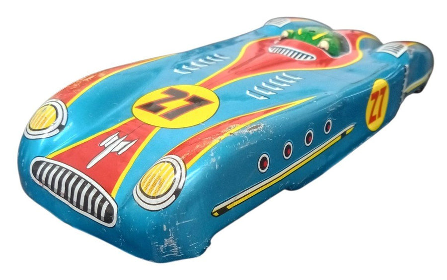 Tin Toy ASC Made In Japan Blue Racecar Vintage Retro Collectible Nostalgic