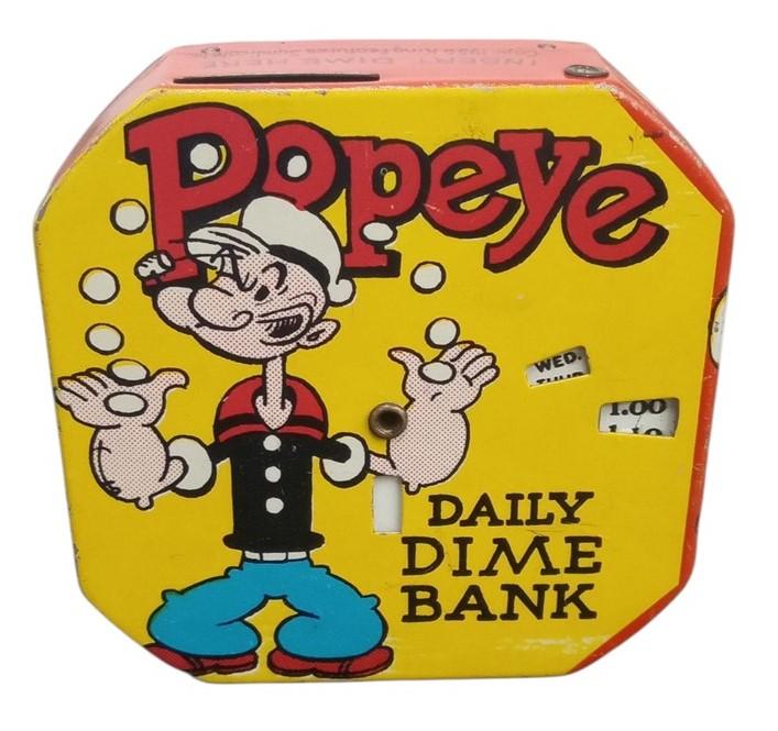 Popeye Daily Dime Bank 1956 Vintage Antique Collectible Nostalgic Coin Storage