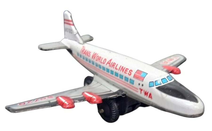 TWA Tin Airplane Friction Toy Made In Japan Vintage Collectible Nostalgic