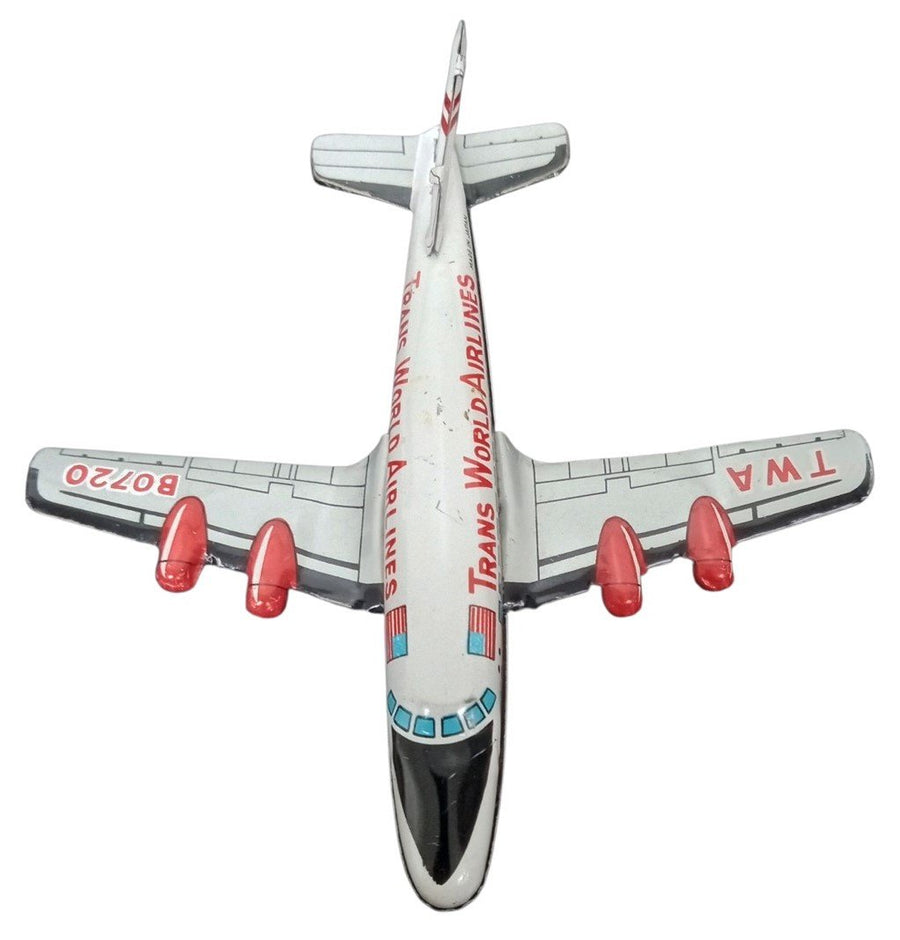 TWA Tin Airplane Friction Toy Made In Japan Vintage Collectible Nostalgic