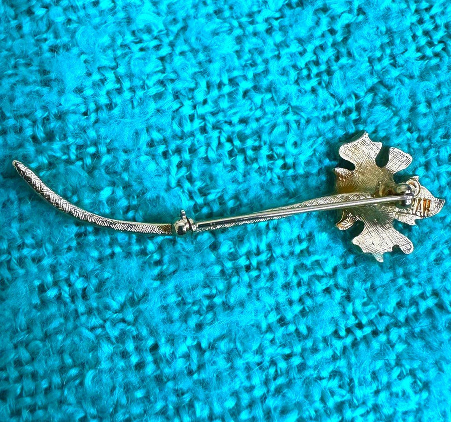Vintage Sarah Coventry Gold-Toned Brown Maple Leaf Lapel Pin
