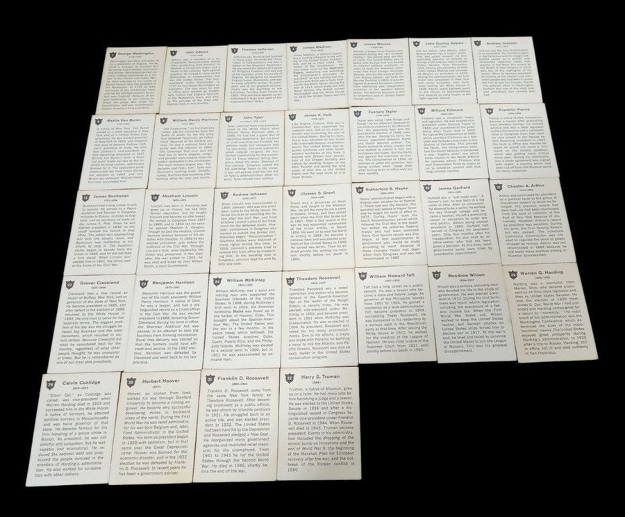 US Presidents Golden Press Trading Cards 1960s Set Of 32 Vintage Collectible