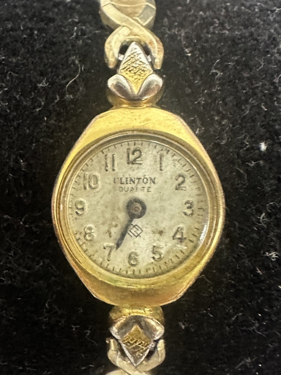 Vintage Clinton Quartz Steel Gold-tone Women's Watch | Missing hand and crown