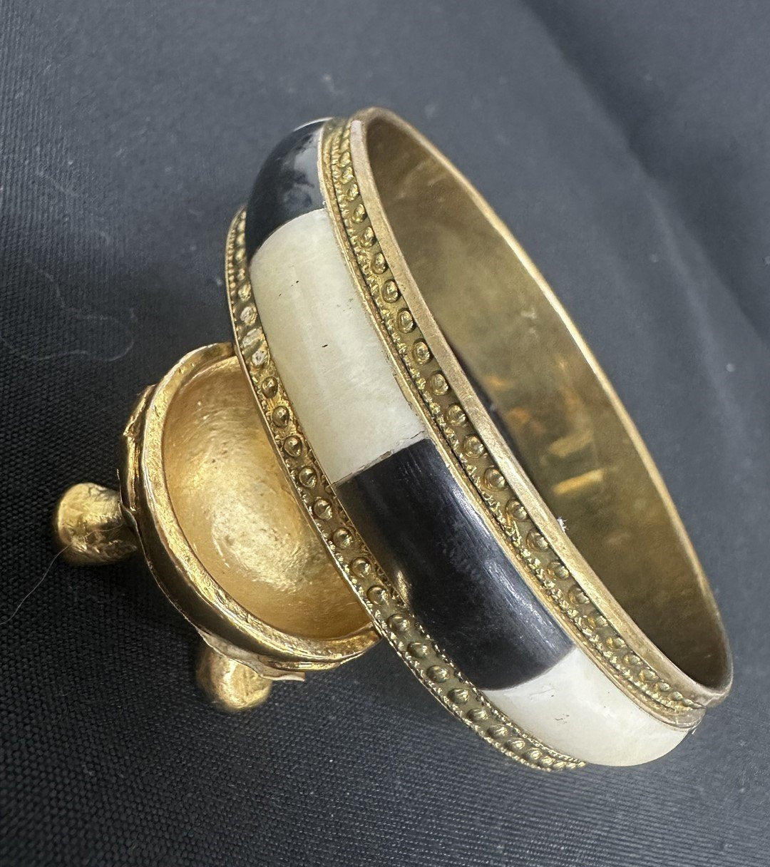 Vintage Brass and Bone Bangle Bracelet