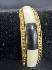 Vintage Brass and Bone Bangle Bracelet