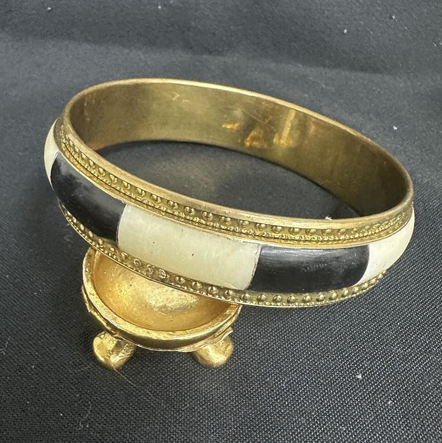 Vintage Brass and Bone Bangle Bracelet
