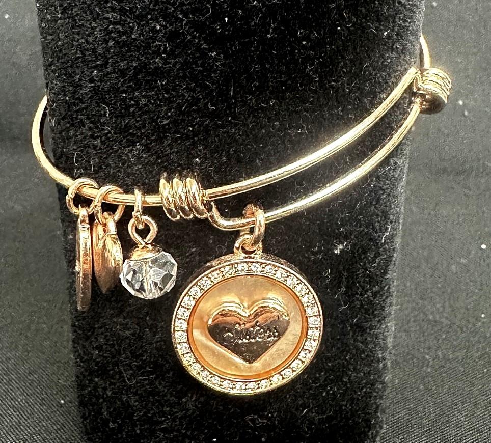 Believe By Brilliance Rose Gold Sisters Charm Bangle Bracelet
