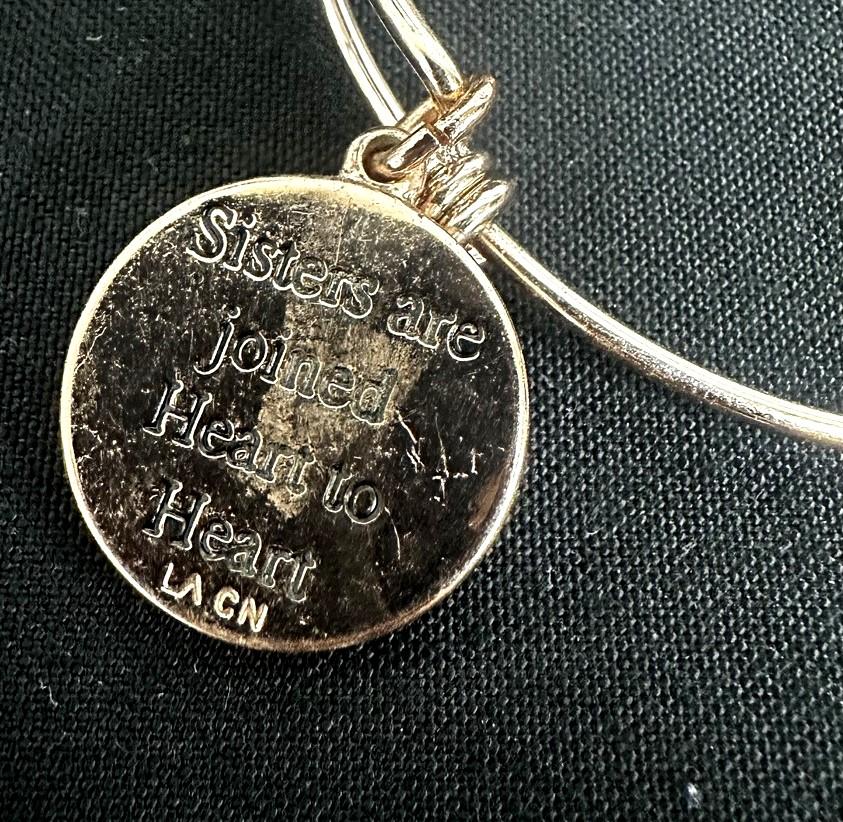 Believe By Brilliance Rose Gold Sisters Charm Bangle Bracelet