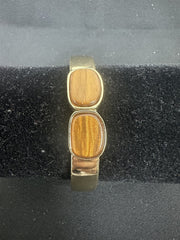 Gold-toned Clamp Bangle Bracelet With Tigers-Eye-Like Stones
