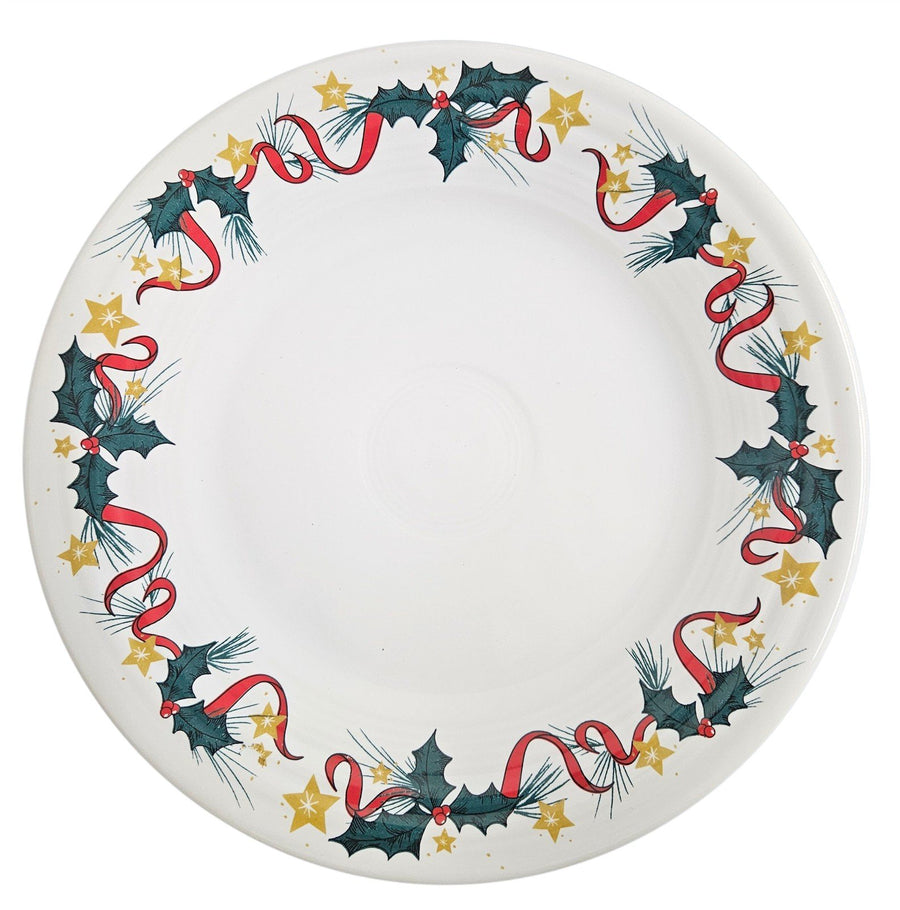 Fiesta - White Holly And Stars Christmas Luncheon Plate Ceramic Dish HLC 1996