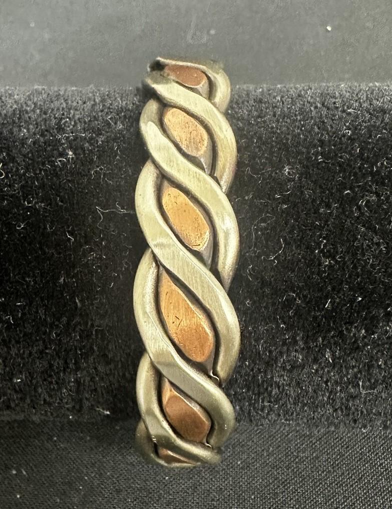 Unisex Two-Toned Twisted Metal Cuff Bracelet