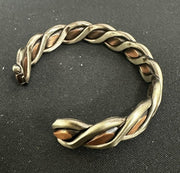 Unisex Two-Toned Twisted Metal Cuff Bracelet