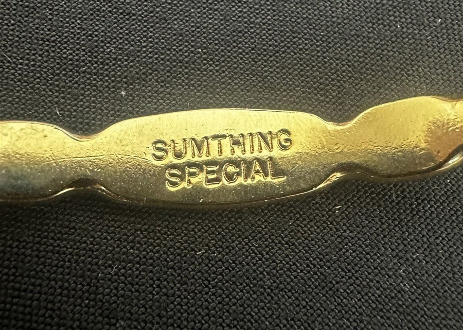 Engraved "SUMTHING SPECIAL" Gold-tone Cuff Bracelet